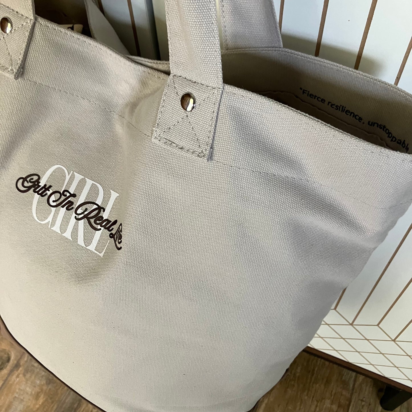Luxe everyday tote with matte nickel accents and magnetic closure